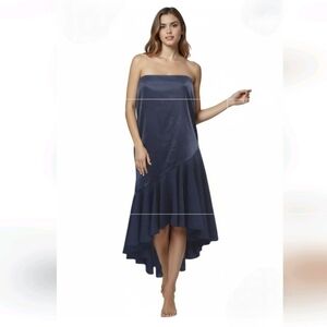 Marthea Strapless Dress Fit & Flare Asymmeyrical Black Size Medium